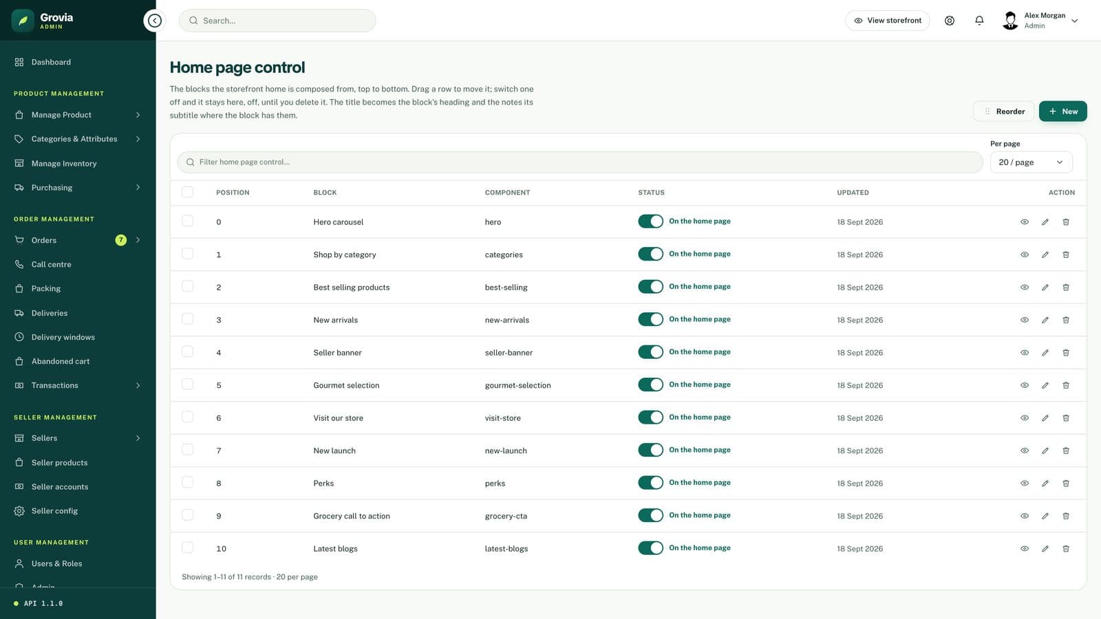 Home page control