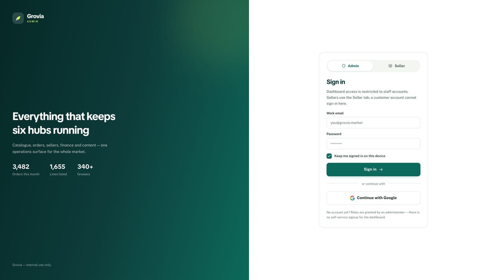 Dashboard sign-in